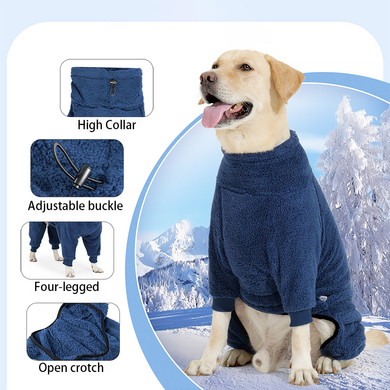 Флісовий комбінезон для собак Wan Talk Four-legged Pullover Dog Coat, Navy Blue, 65-70 см, 80-96 см, 56 см, 3XL