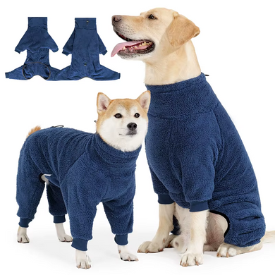 Флісовий комбінезон для собак Wan Talk Four-legged Pullover Dog Coat, Navy Blue, 65-70 см, 80-96 см, 56 см, 3XL