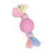 Жувальна іграшка для собак Derby Ribbed ball with cotton rope, Рожевий