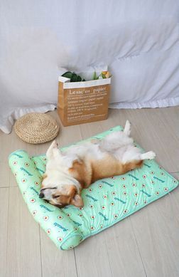 Охлаждающая подстилка с подушкой Derby Ice Silk Summer Pet Cooling Mat Avocado для домашних животных, 60х80 см