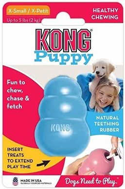 Міцна гумова іграшка для цуценят KONG Puppy, Блакитний, X-Small