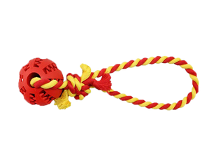 Іграшка для собак Derby Rubber Dog Chew Toy with Rope, Червоний, Small