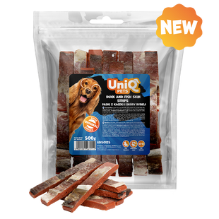 Лакомство для собак UniQ PETS Стрипсы из утки и кожи трески, 500 г