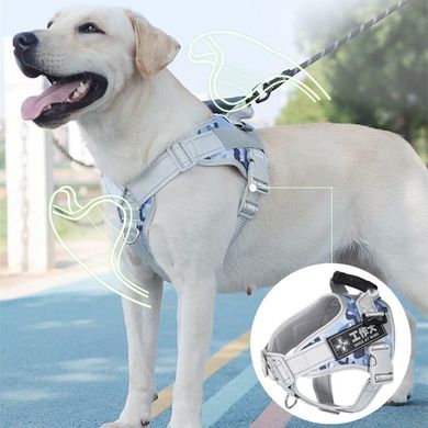 Нагрудна шлея для собак Reflective safety chest harness for pet dogs, Блакитний, Medium