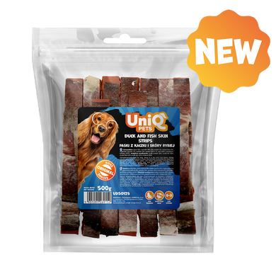 Лакомство для собак UniQ PETS Стрипсы из утки и кожи трески, 500 г