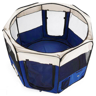 Вольєр-манеж для цуценят SENFUL Foldable Pet Play Pen, синій з бежевим, 45см х 58см х 8 шт.
