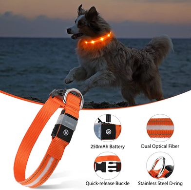 LED ошейник MASBRILL для собак, Оранжевый, Large
