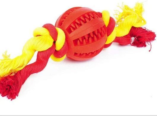Іграшка для собак Derby Rubber Dog Chew Toy with Rope, Червоний, Small