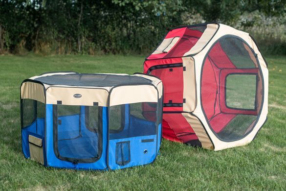 Вольєр-манеж для цуценят SENFUL Foldable Pet Play Pen, синій з бежевим, 45см х 58см х 8 шт.