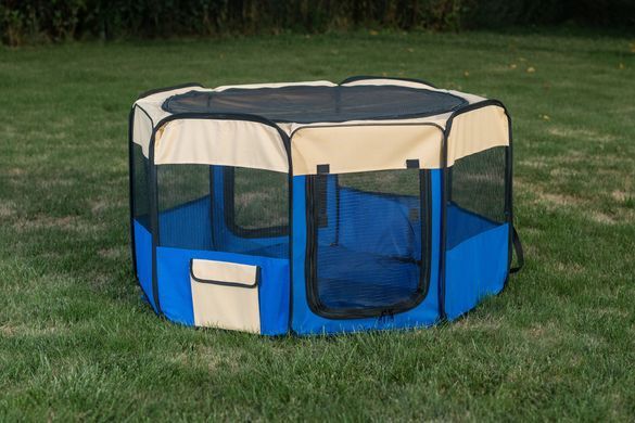 Вольєр-манеж для цуценят SENFUL Foldable Pet Play Pen, синій з бежевим, 45см х 58см х 8 шт.