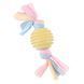 Жувальна іграшка для собак Derby Ribbed ball with cotton rope, Жовтий