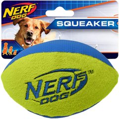 Мягкий футбольный мяч для собак Nerf Dog Trackshot с интерактивной пищалкой и хрустом, Зелёный, Medium/Large