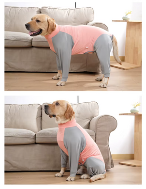 Піжама/попона для собак MOFESIPI Recovery Suit Pink&Grey, 46 см, 68 см, S