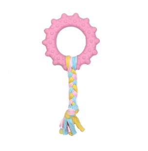 Жевательная игрушка для собак Derby Round ring with cotton rope, Розовый