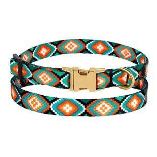 Ошейник для Собак Мелких Пород BronzeDog Urban Нейлоновый c Металлической Пряжкой Ромбы, Оранжевый, X-Small