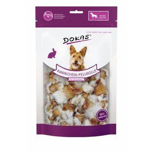 Лакомство для собак Dokas - Роллы из кролика с мехом, кролик, 100 г, Упаковка производителя