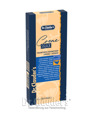 Сливочный крем Dr.Clauder's Creme Snack Thunfisch H&auml;hnchen Creme mit K&uuml;rbis с тунцом. курицей и тыквой, курица, тунец, 90 г