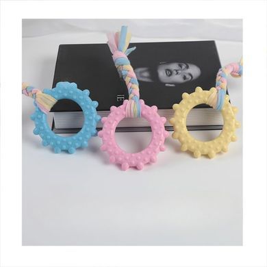 Жувальна іграшка для собак Derby Round ring with cotton rope, Рожевий