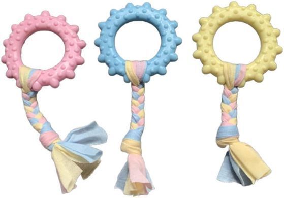 Жувальна іграшка для собак Derby Round ring with cotton rope, Рожевий
