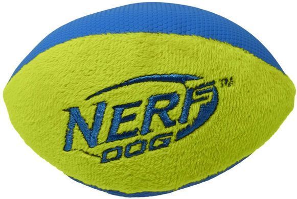 М'який футбольний м'яч для собак Nerf Dog Trackshot з інтерактивною пищалкою і хрустом, Зелений, Medium/Large