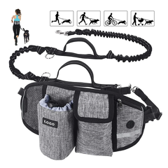Поясна сумка для вигулу собак з поводком Dog Walking Waist Belt Bag, серый
