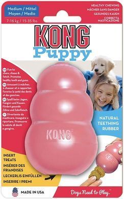 Прочная резиновая игрушка для щенков KONG Puppy, Розовый, Medium