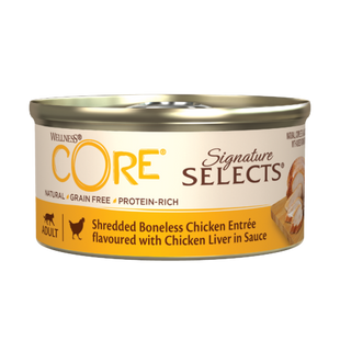 Консервы для кошек Wellness CORE Signature Selects Измельченная курица без костей с куриной печенью в соусе, 79 г