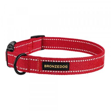 Ошейник для собак Bronzedog Сotton Рефлекторный х/б Брезент, Красный, Medium