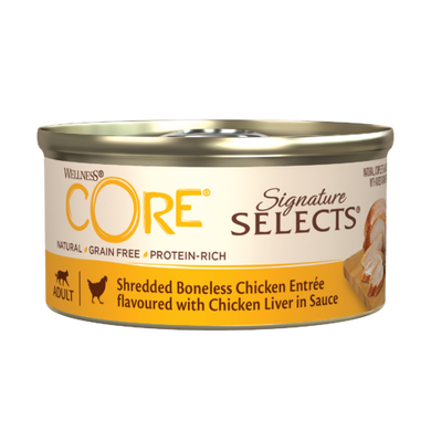 Консервы для кошек Wellness CORE Signature Selects Измельченная курица без костей с куриной печенью в соусе, 79 г