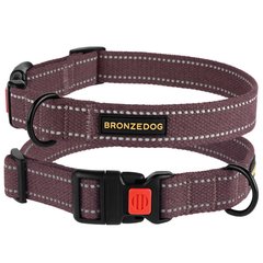 Ошейник для собак Bronzedog Сotton Рефлекторный х/б Брезент, Черри, Medium