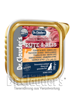 Вологий корм для собак Dr.Clauder's Selected Meat Alu Caps Turkey & Rice з індичкою і рисом, 100 г
