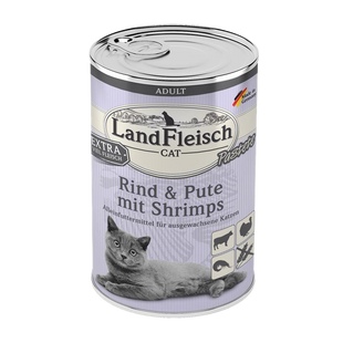 LandFleisch паштет для котів з яловичини, індички і креветок, 400 г