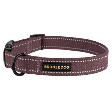 Нашийник для собак Bronzedog Сotton Рефлекторний х/б Брезент, Черри, Medium