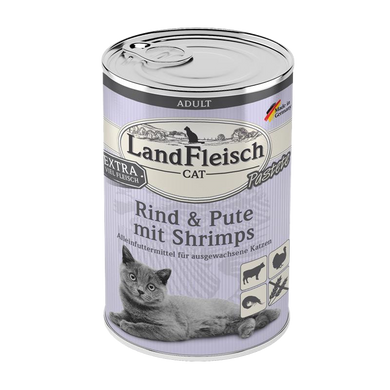 LandFleisch паштет для котів з яловичини, індички і креветок, 400 г