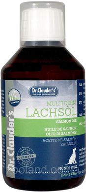 Добавка для шкіри і шерсті собак Dr.Clauder's Hair & Skin Multi Derm Lachsöl з маслом лосося, 250 мл, Олія