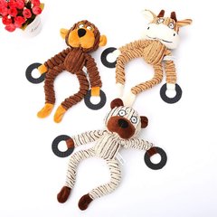Плюшевая игрушка для собак Squeaky Dog Toy with Rubber Ring - Brown Monkey
