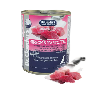 Консерва супер-преміум класу для собак Dr.Clauder's Selected Meat Venison & Potato з олениною і солодкою картоплею, 800 г