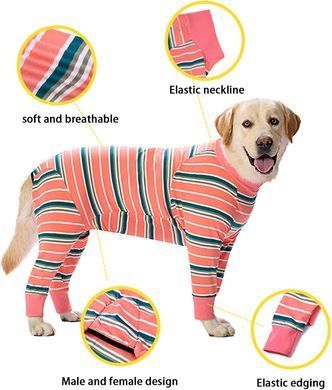 Піжама/попона для собак MIAODODO D15 Pink Stripes, 42 см, 64 см, S