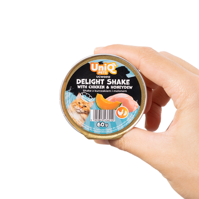Кремовый влажный корм для кошек UNIQ PETS CAT WET FOOD DELIGHT SHAKE с курицей и медовой дыней, 60 г