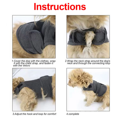 Успокаивающий жилет для собак WanTalk Dog Anxiety Jacket, Dark Grey, 38 см, 56-88 см, 50-63 см, XL