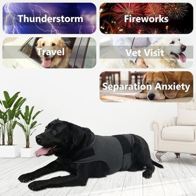 Успокаивающий жилет для собак WanTalk Dog Anxiety Jacket, Dark Grey, 38 см, 56-88 см, 50-63 см, XL