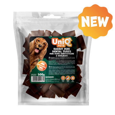 Лакомство для чистки зубов собак UniQ PETS DENTAL Мини сэндвич-трубочки из кролика, 500 г