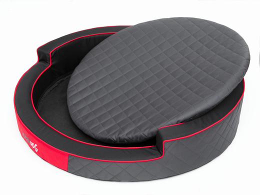 Кругле ліжко для собак Hobbydog Ringo Black/Red, 98х98х18 см