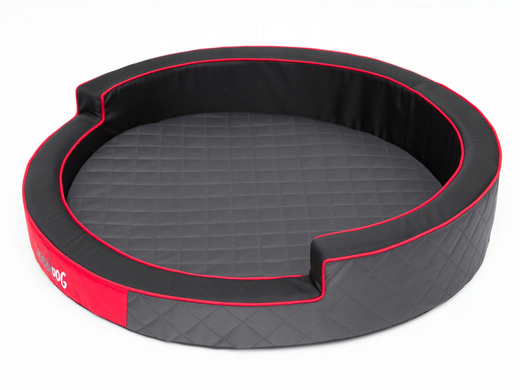 Кругле ліжко для собак Hobbydog Ringo Black/Red, 98х98х18 см