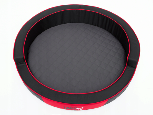 Кругле ліжко для собак Hobbydog Ringo Black/Red, 98х98х18 см