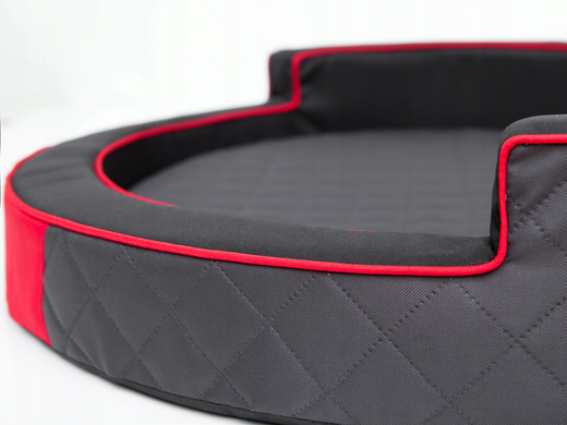 Кругле ліжко для собак Hobbydog Ringo Black/Red, 98х98х18 см