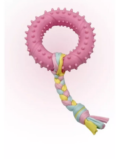 Жевательная игрушка для собак Derby Ribbed ring with cotton rope, Розовый