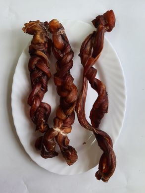 Скрученный пенис в виде косички/спирали для средних и крупных собак, говядина, 300 г, Средние, Крупные