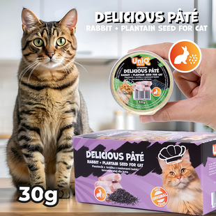 Смачний паштет UNIQ PETS CAT WET FOOD ROYAL RABBIT з кролика та насіння подорожника, 30 г
