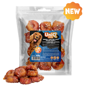 Лакомство для собак UniQ PETS Бублики из курицы и ягненка с белым кунжутом, 500 г